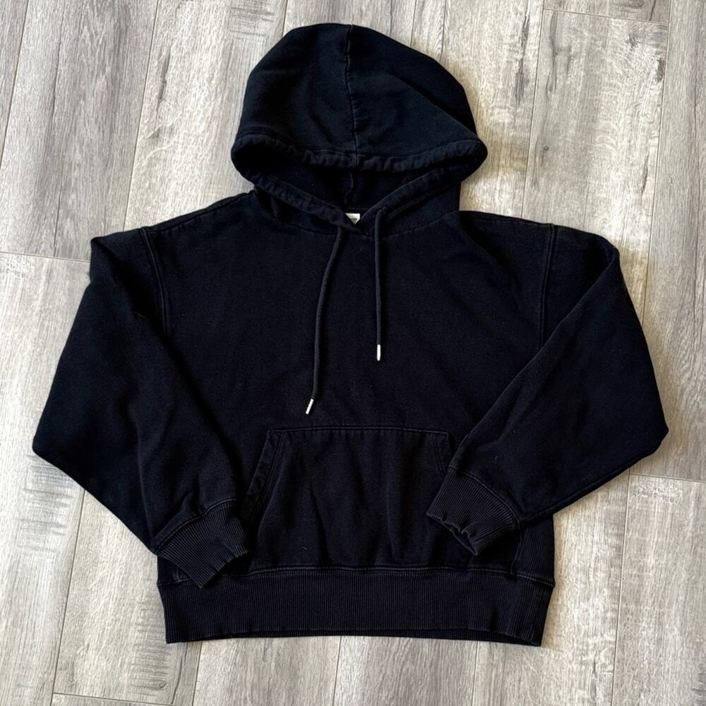 PINK Victoria’s Secret Black Cotton Hoodie Pullover Size S Minimalist Coquette - Picture 3 of 8